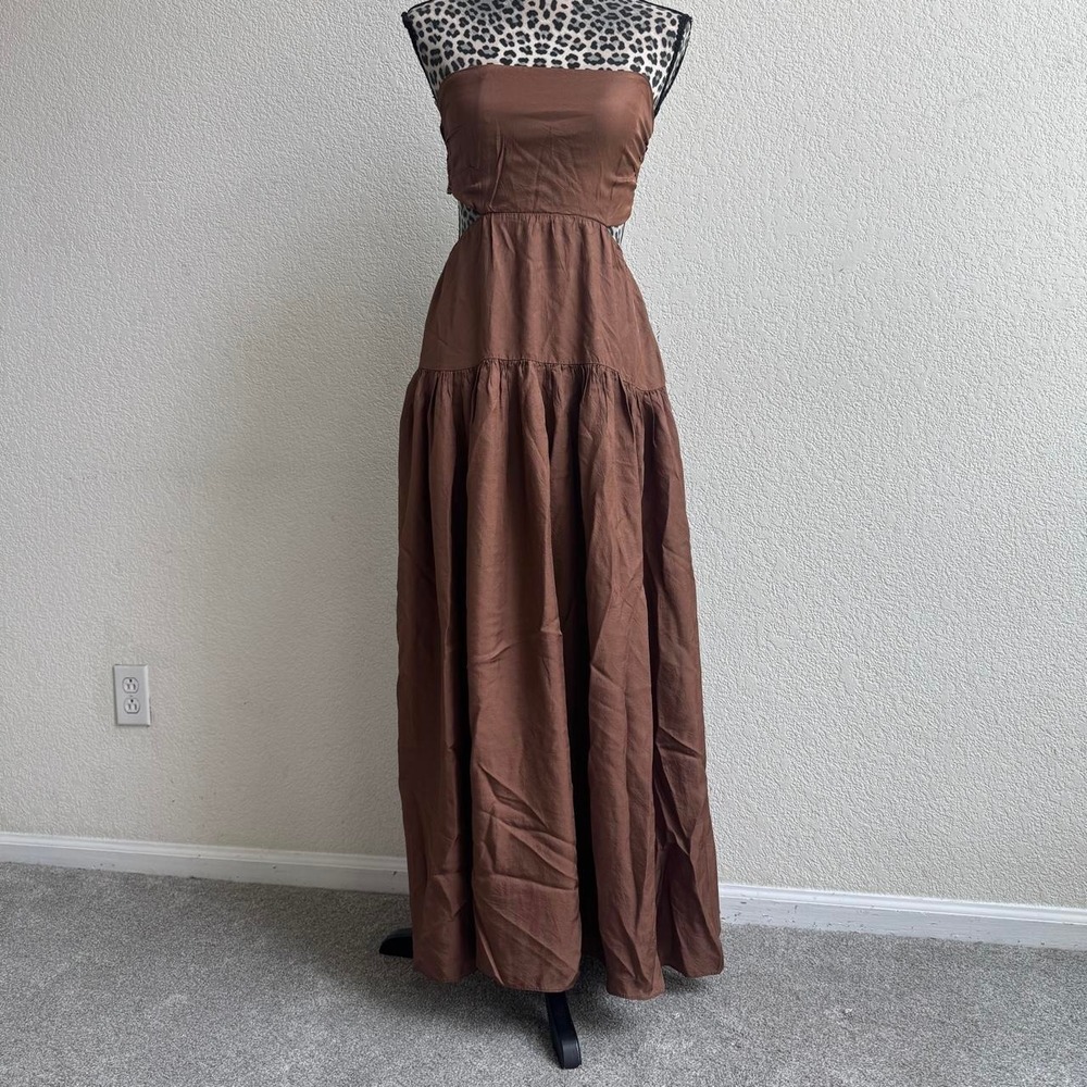 Seed Brown strapless maxi dress Size S